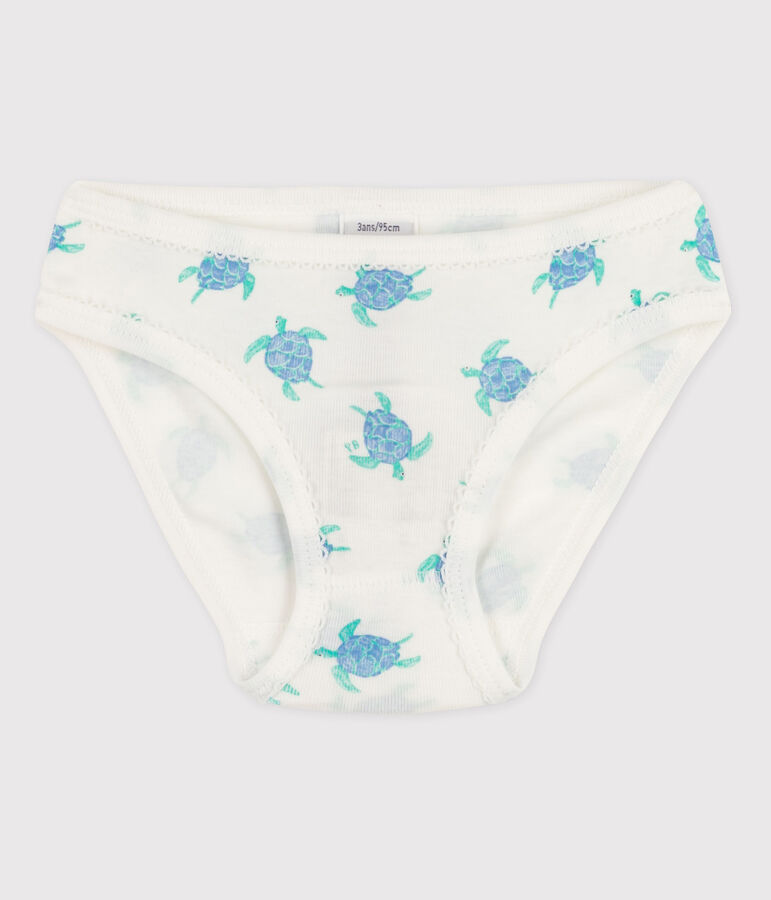 Culotte petite fille en coton blanc MARSHMALLOW/bleu BLEU/ MULTICO