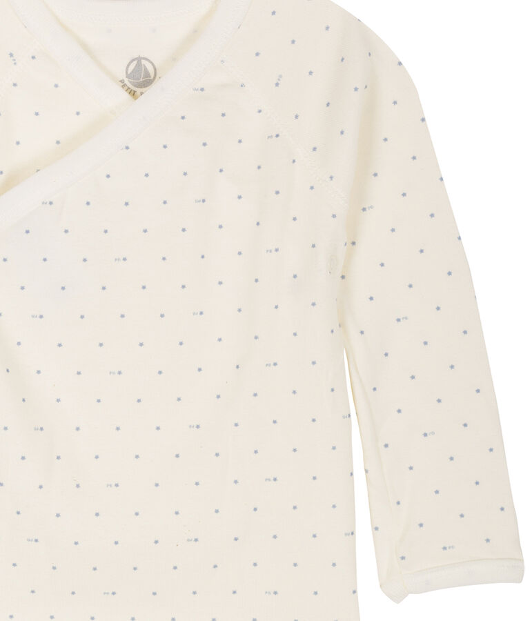 Newborn rompertjes met lange mouwen wit MARSHMALLOW/blauw ACIER