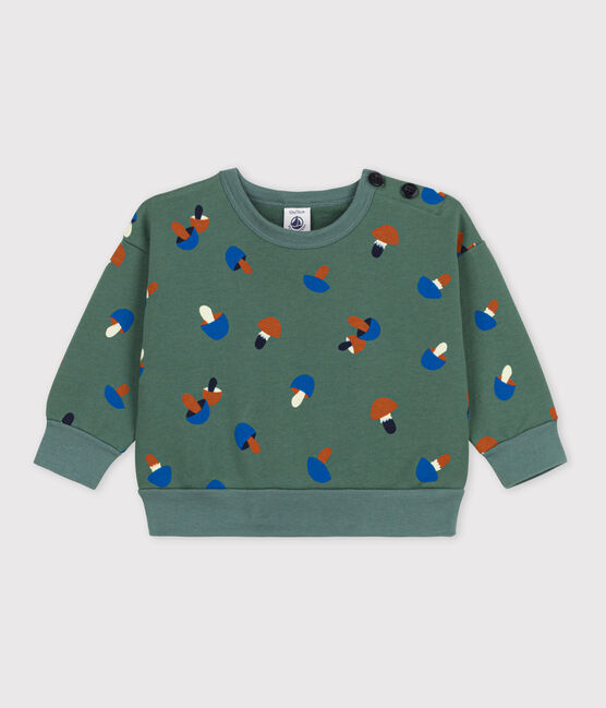 Babysweater van katoen met champignonprint groen VALLEE/ecru MULTICO