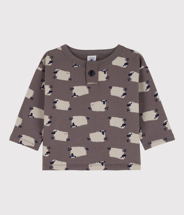 Sweatshirt b&eacute;b&eacute; imprim&eacute; moutons en molleton gris/multicouleur