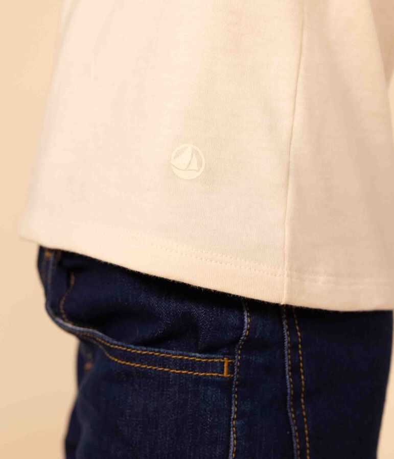 Tee-shirt manches courtes en coton enfant fille &eacute;cru