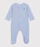 Pyjama b&eacute;b&eacute; en coton &agrave; rayures milleraies bleu/blanc