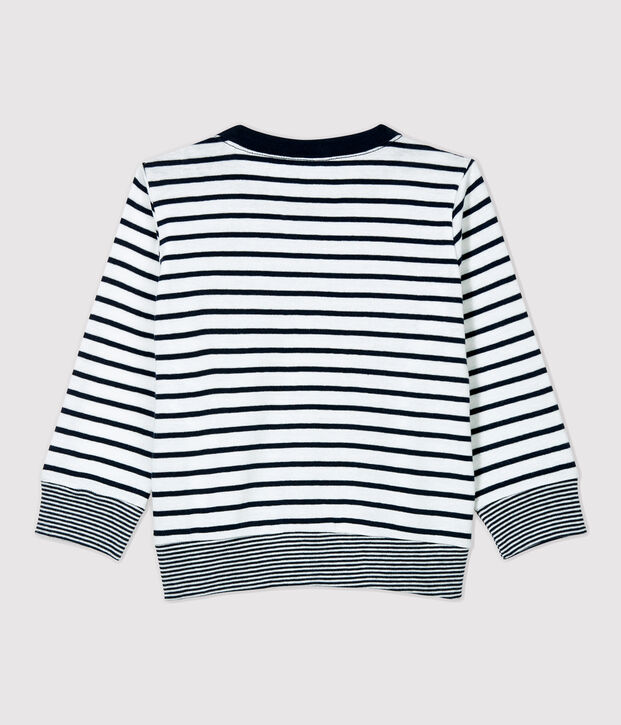Katoenen baby T-shirt. wit/blauw