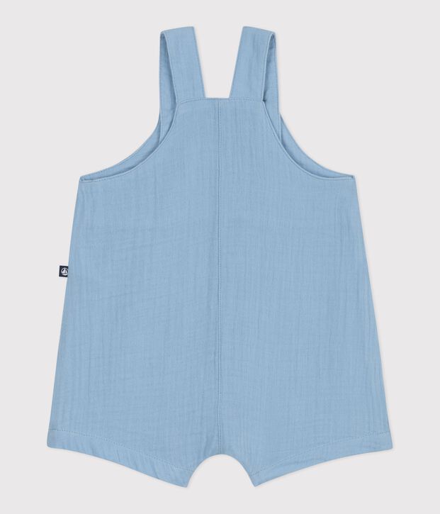 Korte babysalopette van effen, luchtige katoen blauw