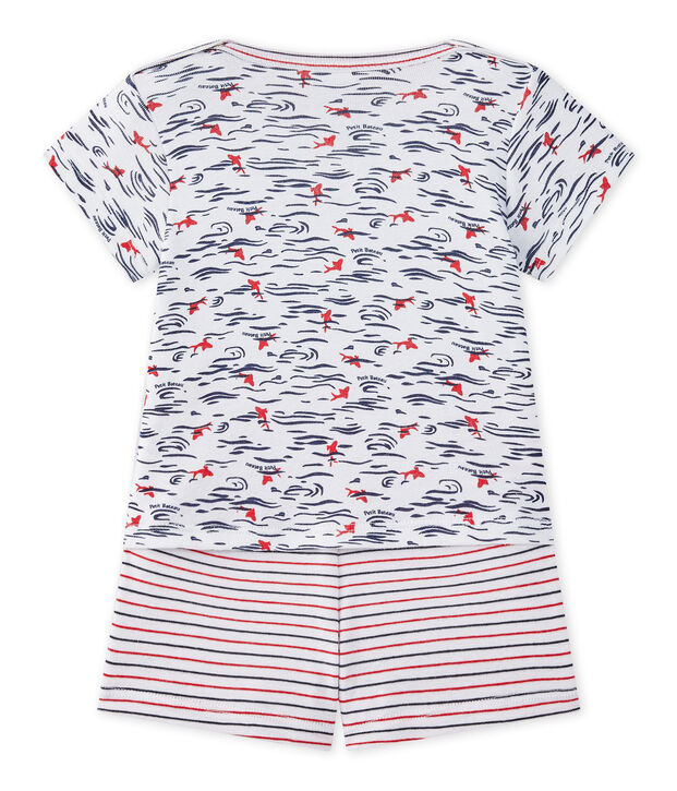 Tweedelige korte pyjama voor babyjongens wit/multicouleur