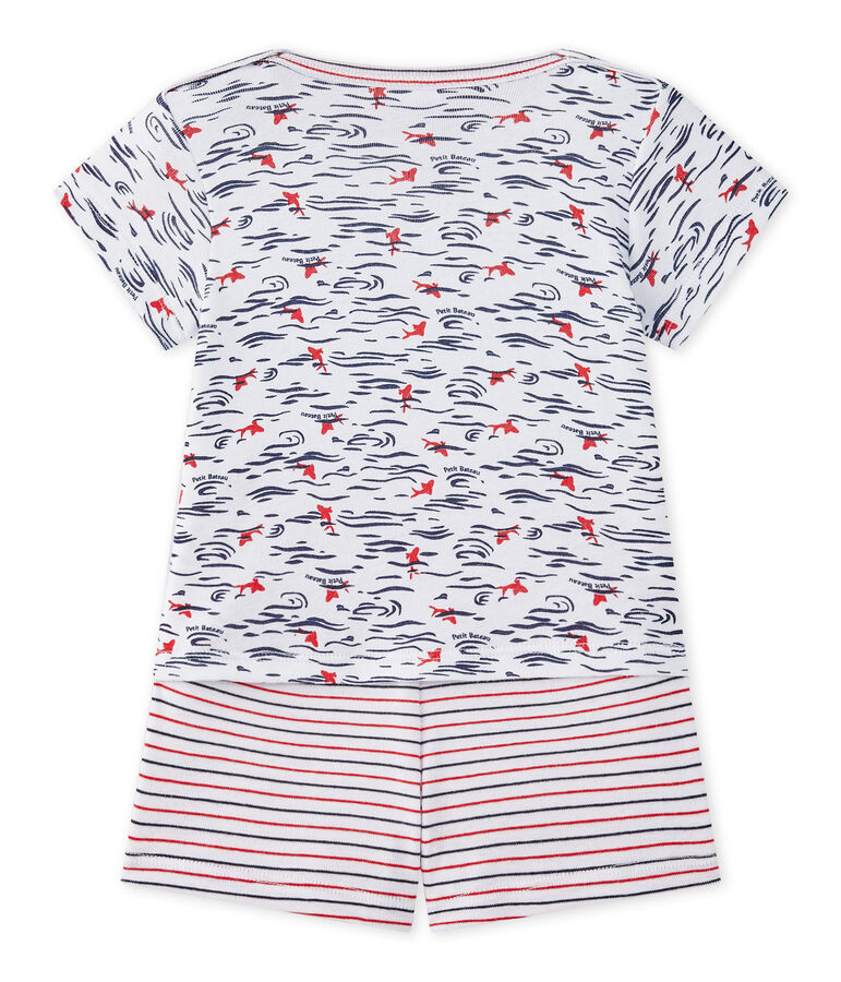Pyjashort b&eacute;b&eacute; gar&ccedil;on 2 pi&egrave;ces blanc/multicouleur