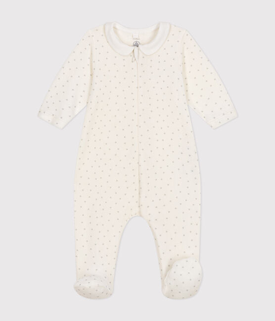 Pyjama en velours bébé blanc MARSHMALLOW/gris GRIS