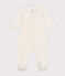 Pyjama en velours bébé blanc MARSHMALLOW/gris GRIS