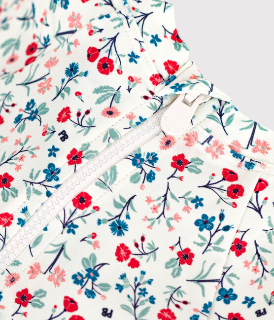 T-shirt met uv-bescherming en bloemenprint voor baby's wit MARSHMALLOW/wit MULTICO