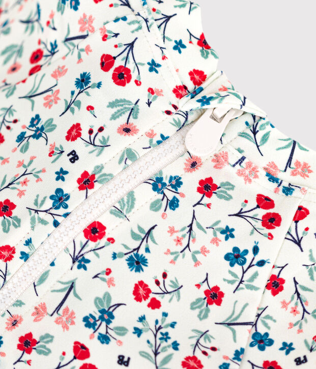 Tee-shirt anti UV b&eacute;b&eacute;, imprim&eacute; fleuri blanc/multicouleur