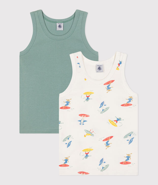 Setje met 2 katoenen kinderhemdjes met surferprint multicouleur