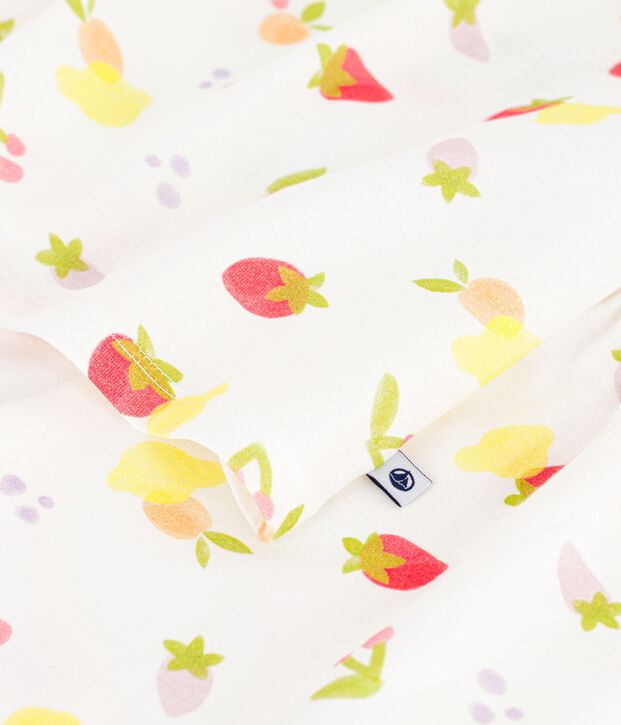 Korte katoenen kinderpyjama met vruchtenprint wit/multicouleur