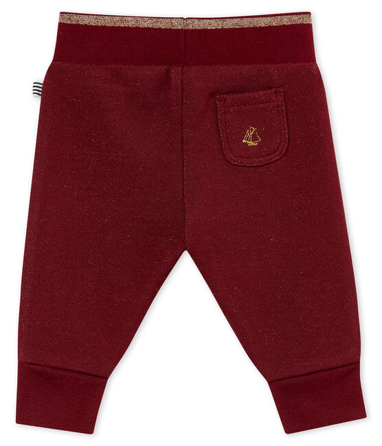 Glitterbroek in molton voor babymeisjes rood OGRE/geel DORE