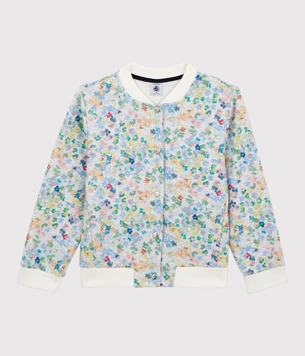 Jersey cardigan voor meisjes grijs/multicouleur