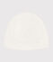 Eerste mutsje van ribstof wit MARSHMALLOW