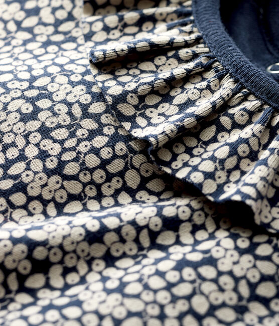 Blouse met lange mouwen babymeisje blauw SMOKING/wit MARSHMALLOW