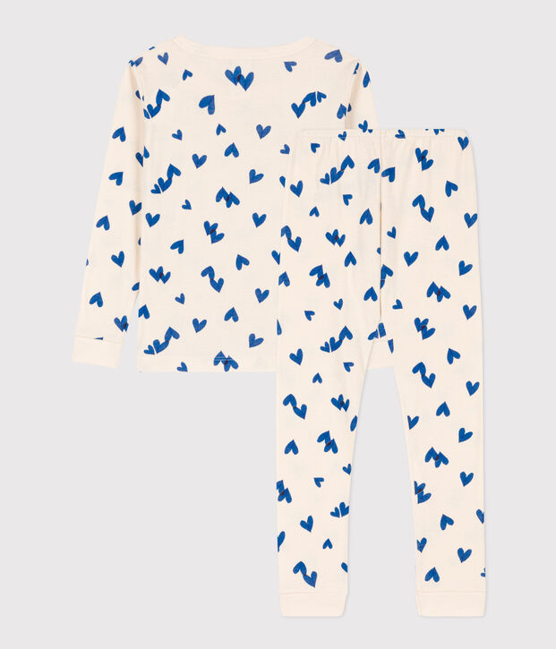 Aansluitende pyjama van katoen voor meisjes ecru/multicouleur