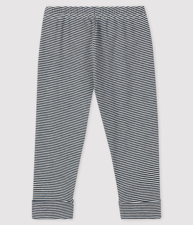 Pantalon milleraies b&eacute;b&eacute; fille bleu/blanc