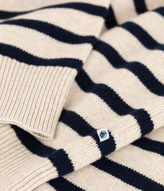 Pull en laine marinière Femme blanc AVALANCHE/bleu SMOKING