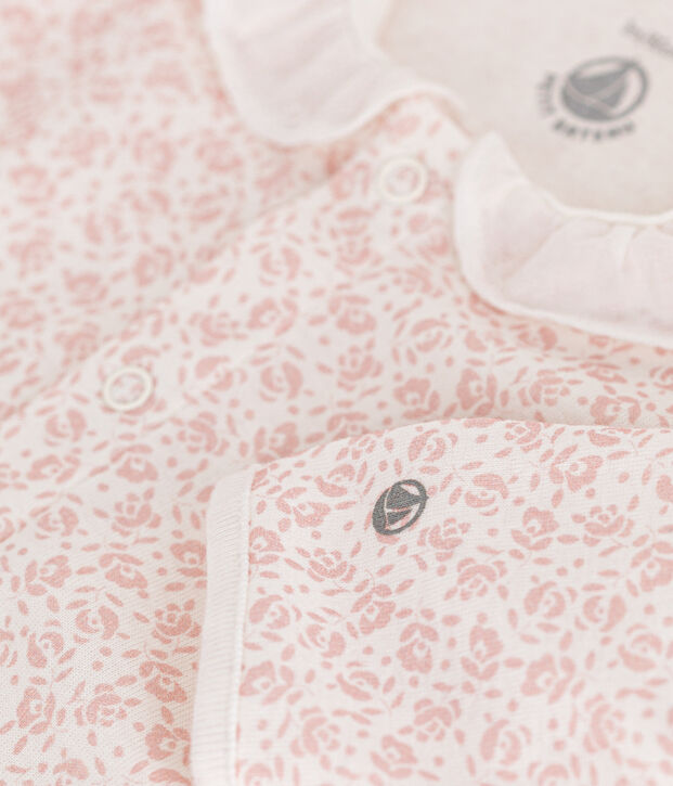 Katoenen babypyjama met bloemenprint wit/roze