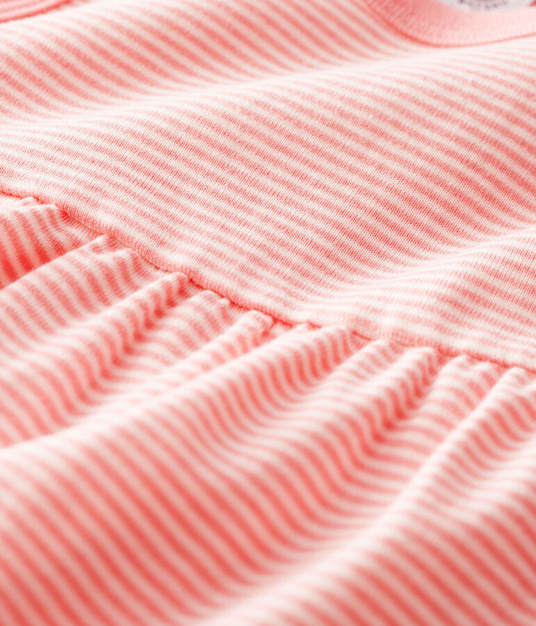 Mouwloze gestreepte geribde jurk voor babymeisjes roze/wit