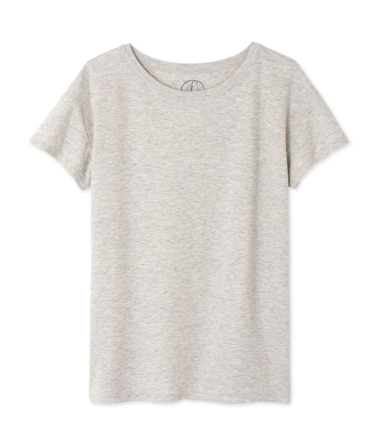 Oversized dames-T-shirt in ultradunne, gem&ecirc;leerde tubicstof grijs