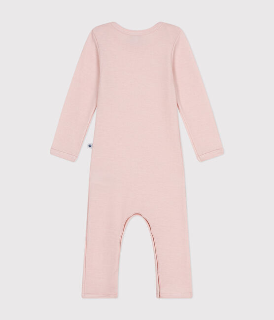 Babybody met lange pijpen in wol en katoen roze SALINE