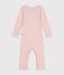 Babybody met lange pijpen in wol en katoen roze SALINE