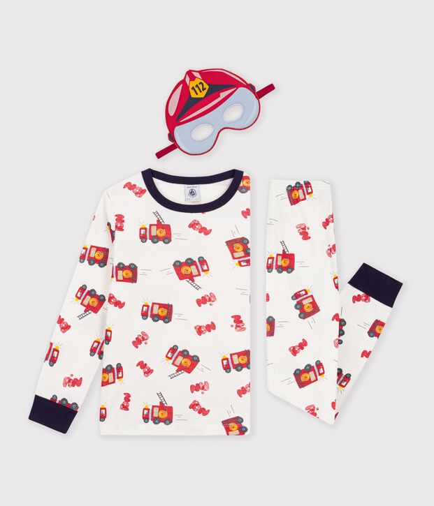 Pyjama d&eacute;guisement pompier enfant en coton blanc/multicouleur