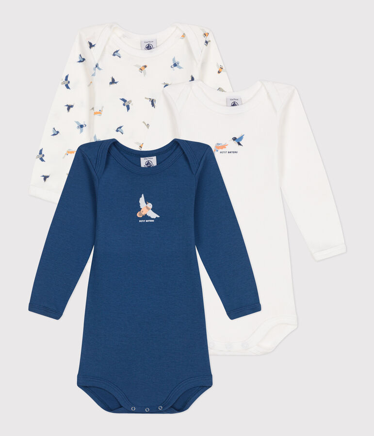Lot de 3 bodies manches longues en coton b&eacute;b&eacute; multicouleur
