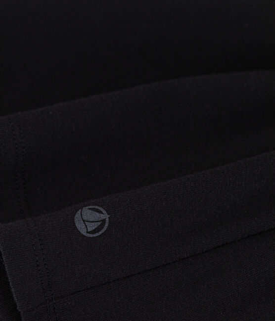 L'Iconique, T-shirt met lange mouw van effen ribstof voor dames zwart BLACK