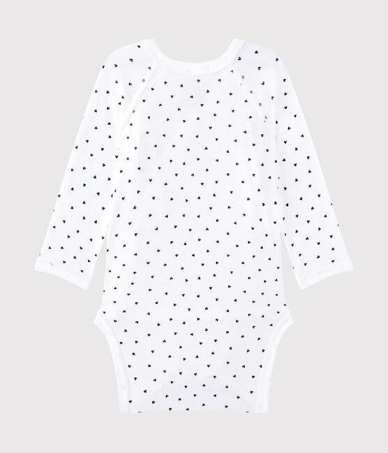 Eerste body met lange mouwen en print voor meisjes wit ECUME/blauw MEDIEVAL