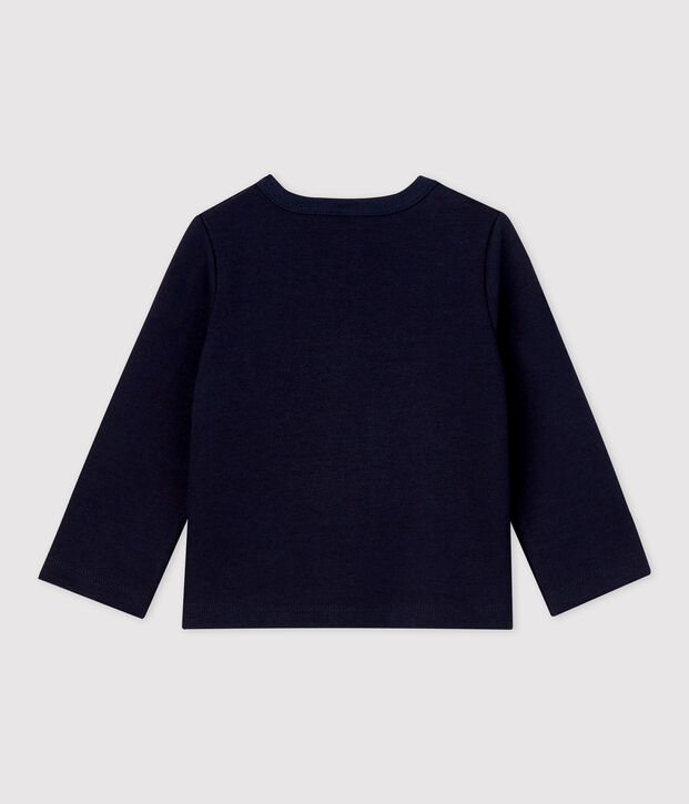 Cardigan uni en jersey &eacute;pais bio b&eacute;b&eacute; bleu marine
