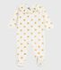 Fluwelen babypyjama met sluiting op de rug en print van gouden hartjes
