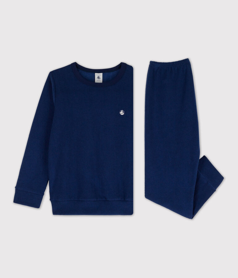 Pyjama voor meisjes/jongens in geruwde badstof blauw MEDIEVAL