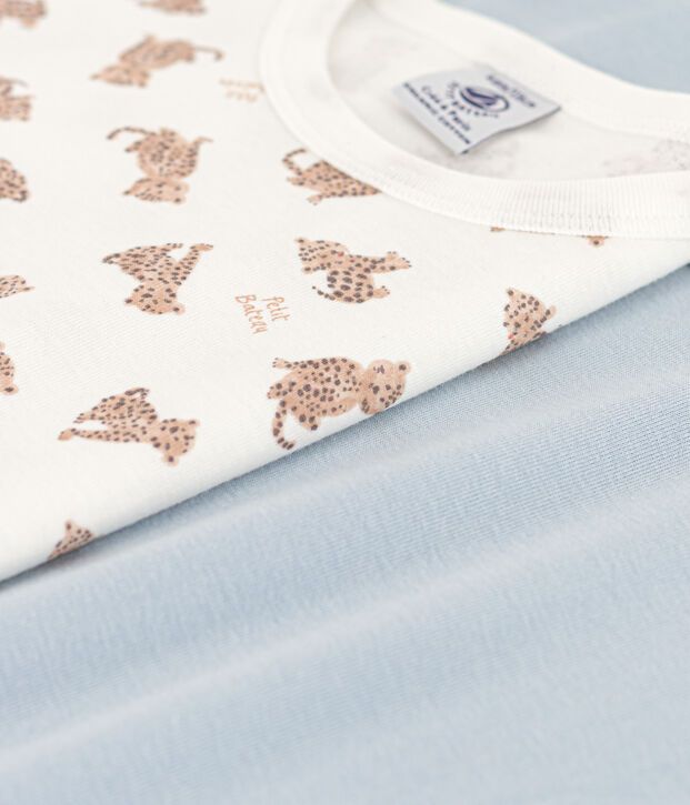 Set van 2 katoenen T-shirts met korte mouwen en luipaarden voor kleine jongens multicouleur