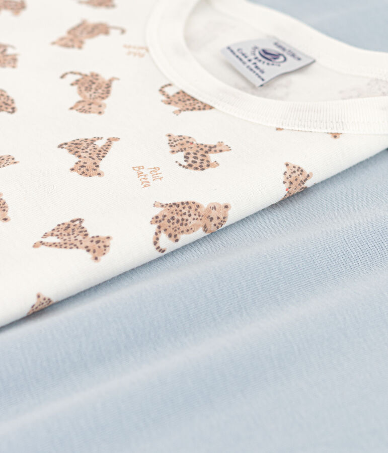 Set van 2 katoenen T-shirts met korte mouwen en luipaarden voor kleine jongens multicouleur