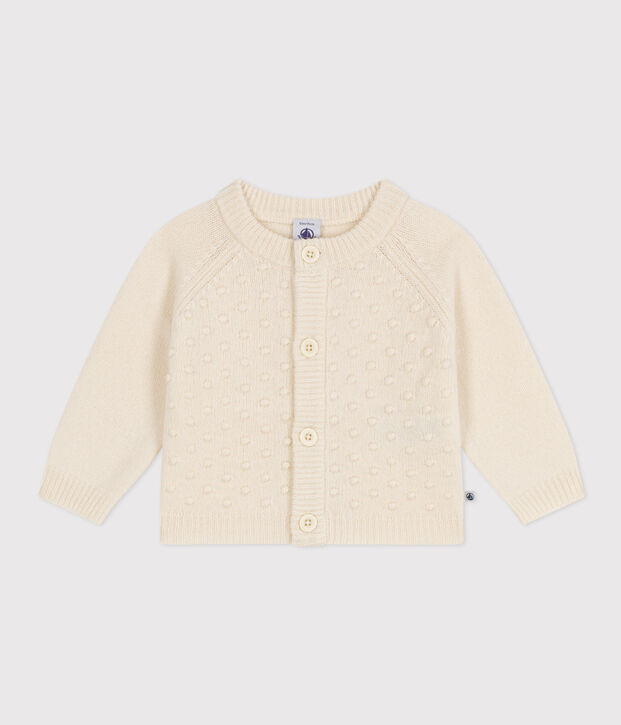 Cardigan en tricot de laine et nylon recycl&eacute; b&eacute;b&eacute; &eacute;cru