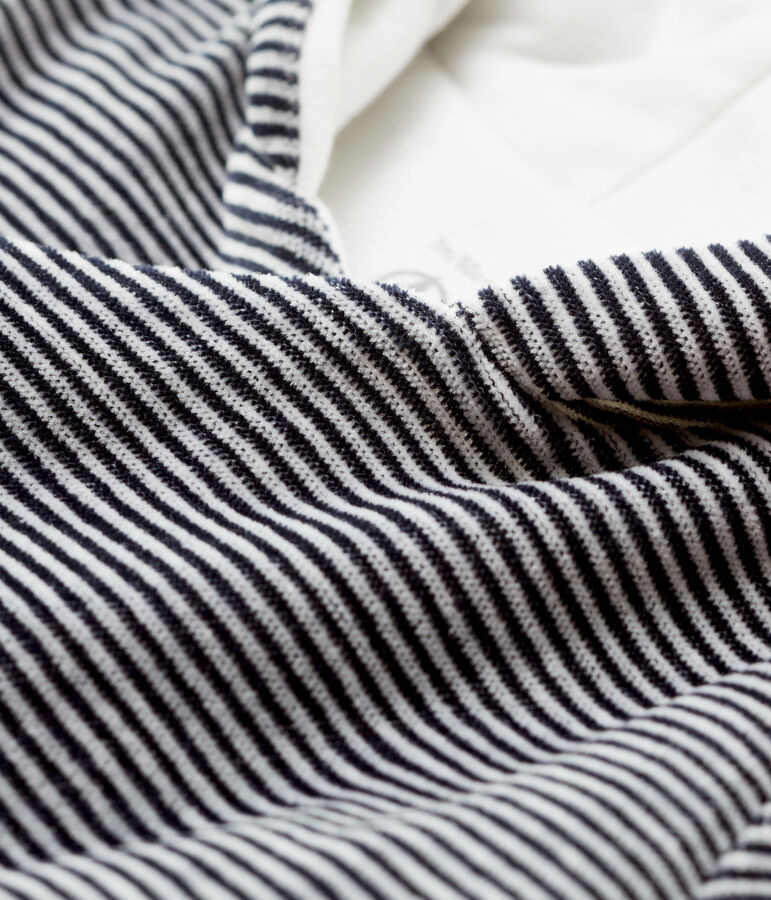 Gestreepte babycape van biologisch katoenfluweel wit/blauw