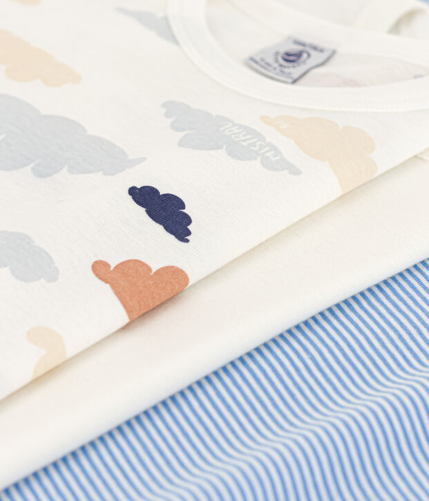 Lot de 3 tee-shirts manches courtes nuages en coton petit gar&ccedil;on multicouleur