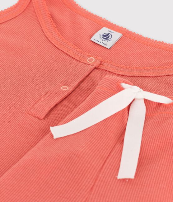 Effen papaya meisjespyjama in lyocell en katoen roze PAPAYE