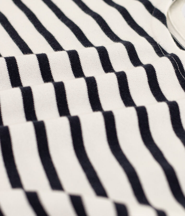 Gestreept katoenen T-shirt met korte mouwen voor meisjes wit/blauw