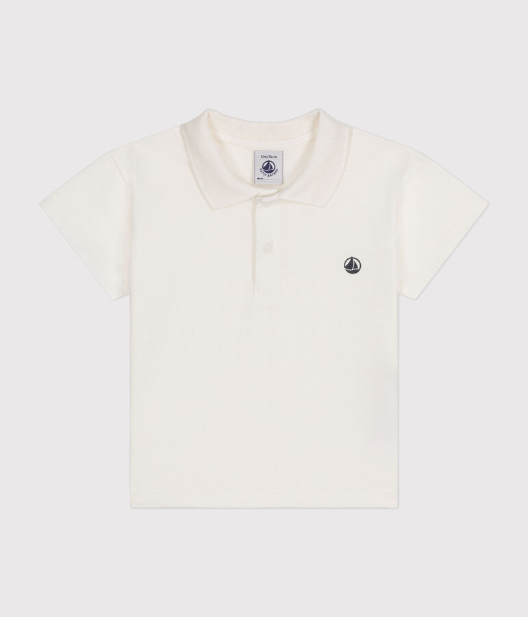 Polo manches courtes en coton b&eacute;b&eacute; blanc
