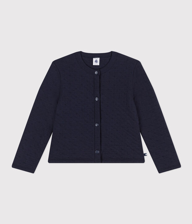 Cardigan in doorgestikte tubic met print voor meisjes SMOKING