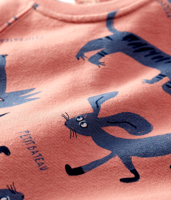 Trui in molton met dierenprint voor baby's. roze PAPAYE/ MULTICO