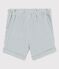 Gestreepte seersucker short voor baby's blauw BRUT/wit MARSHMALLOW