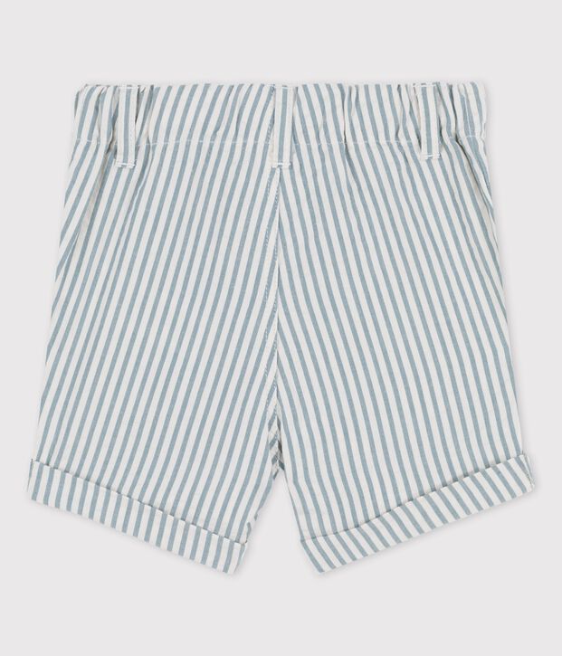 Gestreepte seersucker short voor baby's groen/wit