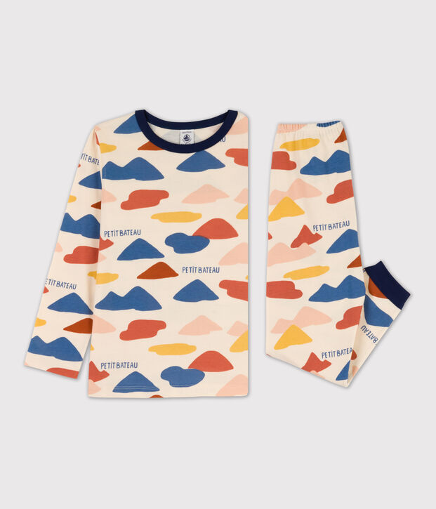 Katoenen pyjama meisjes / jongens ecru/multicouleur