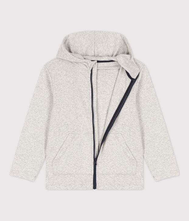 Sweatshirt zipp&eacute; &agrave; capuche enfant gar&ccedil;on gris chin&eacute; clair