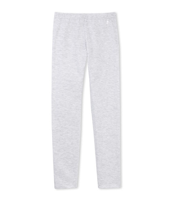 Legging fille en coton stretch uni gris Poussiere